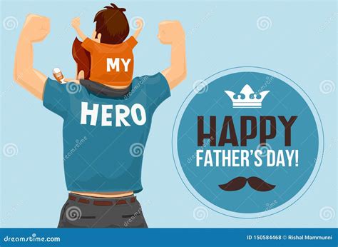 Father`s Day Vector `my Father My Hero` Stock Vector Illustration