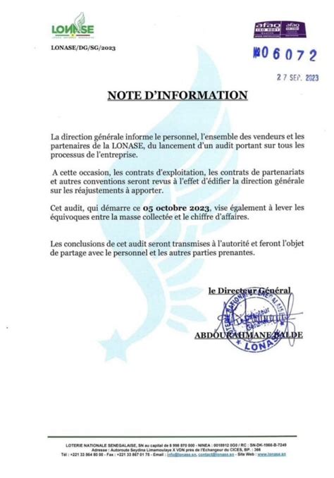 Lonase Le Nouveau Dg Abdourahmane Bald Annonce Un Audit De La Gestion