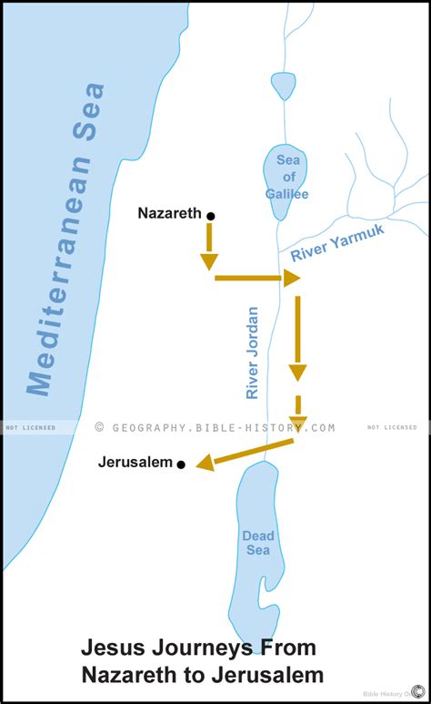 Jesus Journeys From Nazareth To Jerusalem Basic Map Dpi Year