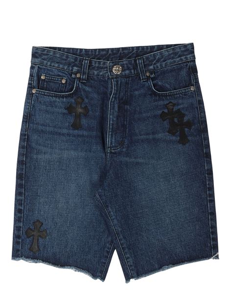 Chrome Hearts Cross Patch Cut Off Denim Shorts