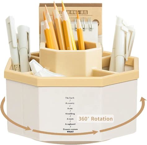 Outinhao Rotatif Pot A Crayon Pot A Crayon Bureau Avec Autocollants