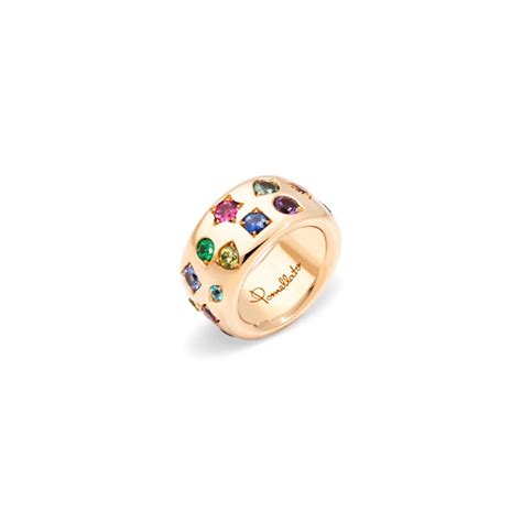 Anello Pomellato Iconica Large In Oro Rosa Con Pietre Preziose Dobner