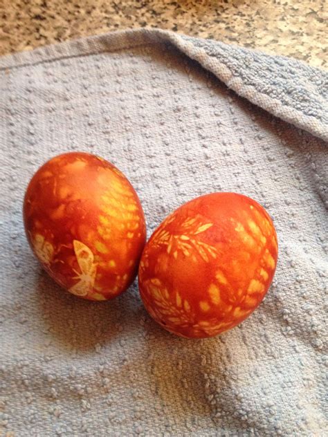 Easter Eggs Dyed With Onion Skins With Leaves Easter Egg Dye Easter