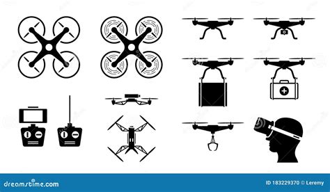 Conjunto De Iconos Drone Con Gadget Y Accesorios Cliparts Ilustración Del Vector Ilustración