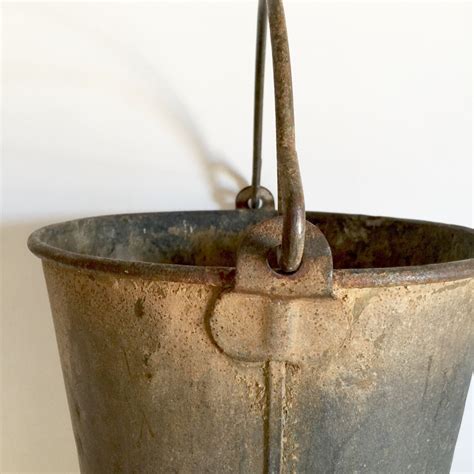 French Antique Metal Bucket Amazing Patina Rustic Garden Bucket