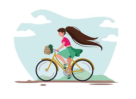 Иллюстрация Девочка на велосипеде | Illustrators.ru