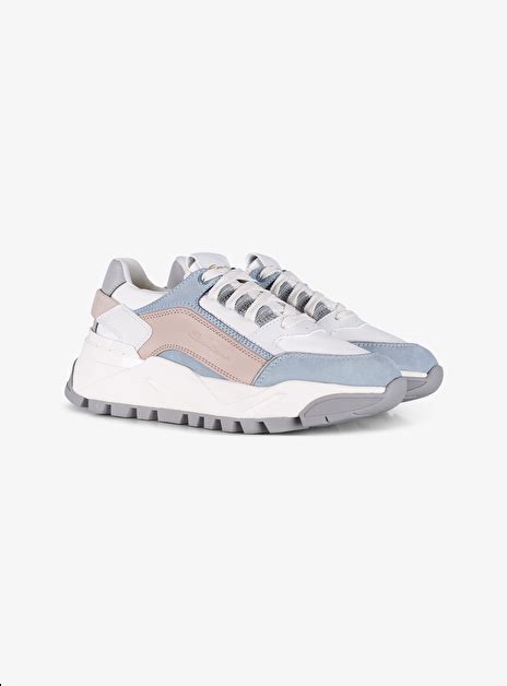 Sneaker Wit Met Blauw Suede En Nude Details DELSCHER Fashion