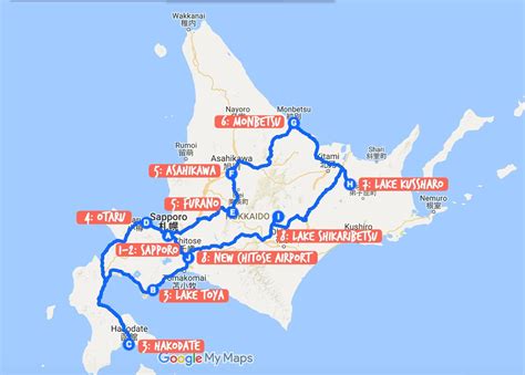 Map Of Road Trip Around Hokkaido Budget Hokkaido Itinerary Road Trip California Travel Road