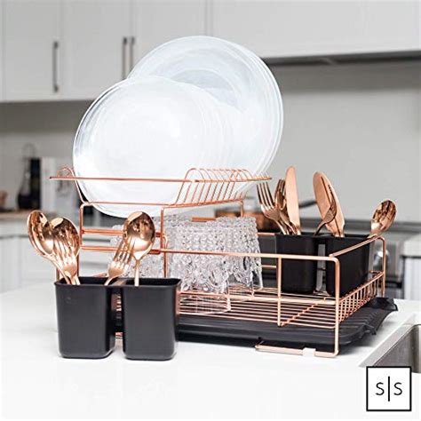 Dish Racks Copper Drying Rack 2 Tier Dish Drying Rack Dish Drainers For Kitchen Counter Rose