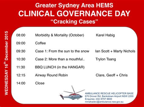 Clinical Governance Day 16th December 2015 Greater Sydney Area Hems