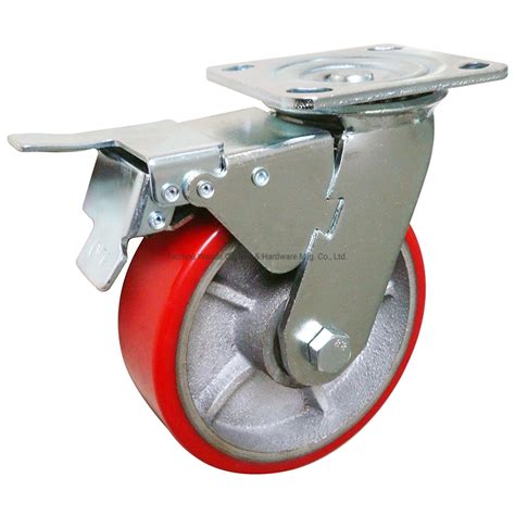 Heavy Duty Industrrial PU Rubber Swivel Caster Castor Wheel With Dual