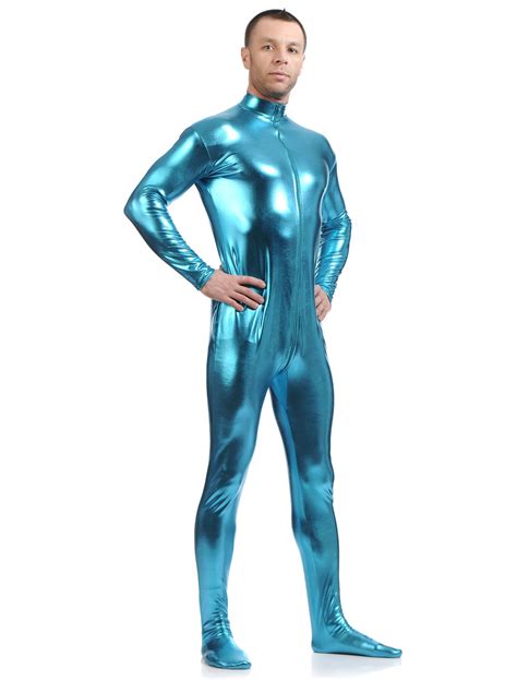 Faschingskost M Sky Hellblau Gl Nzend Metallisch Cosplay Zentai Anzug