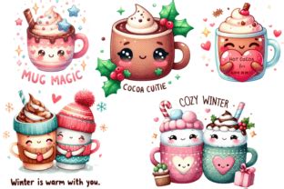 Cute Hot Cocoa Winter Sublimation Bundle Graphic By Lelix Art Creative Fabrica
