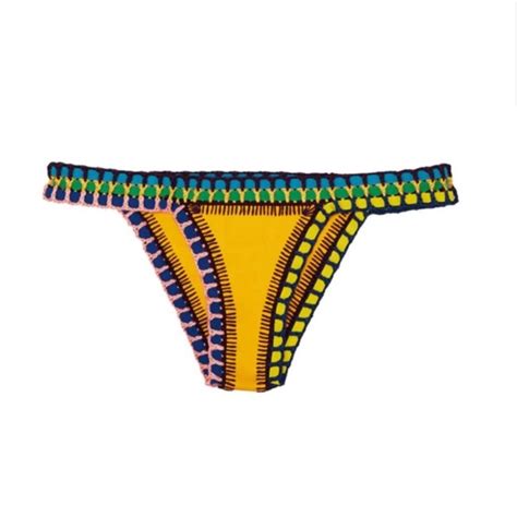 Kiini Swim Kiini Yellow Swim Bikini Bottoms Size Small S Crochet