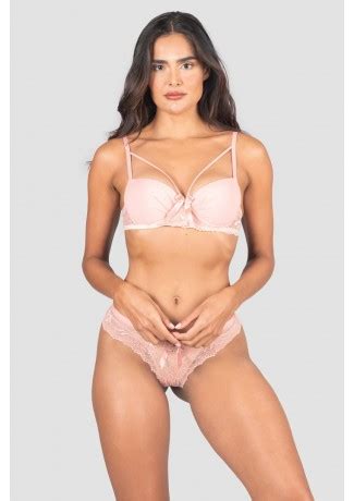 Conjunto Lingerie Esmeralda Rosa Ref P D Kaisan