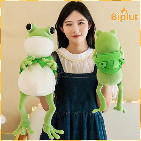 Biplut Cartoon Frog Stuffed Pillow Toy Cute Big Eyes Long Legged Green