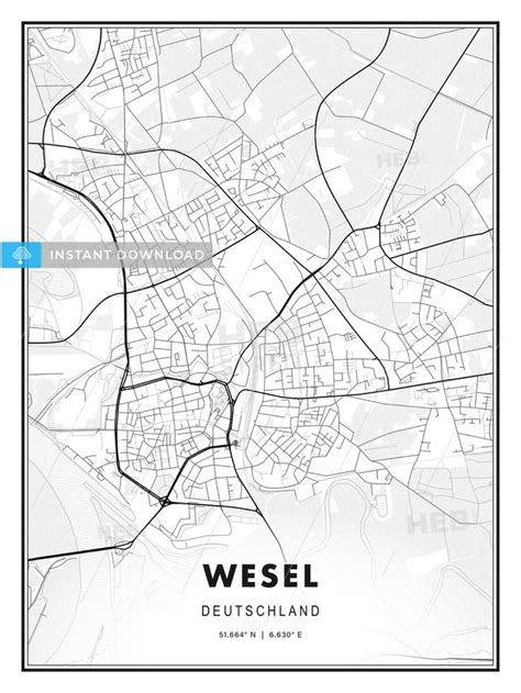 Wesel Germany Modern Map Print Template In Various Formats