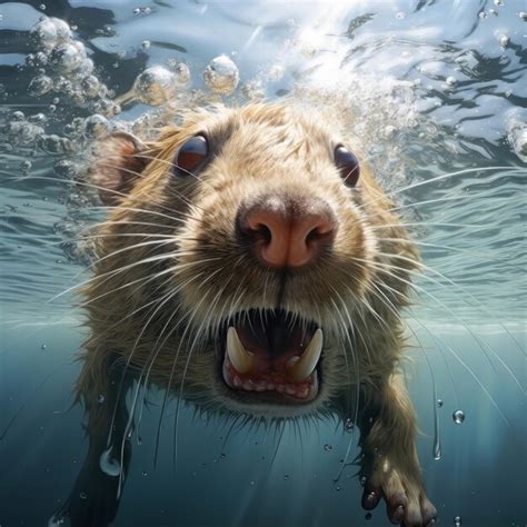 Premium AI Image | Swimming rat under the water