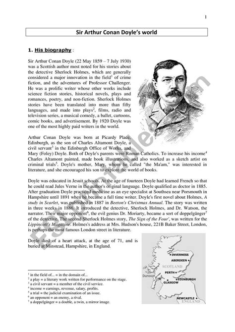 Arthur Conan Doyle Esl Worksheet By Melyriel