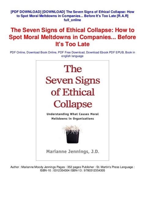 Download The Seven Signs Of Ethical Collapse How To Spot Moral