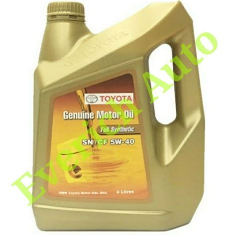 TOYOTA GENUINE MOTOR OIL FULL SYNTHETIC SN CF 5W 40 4 LITRES Shopee