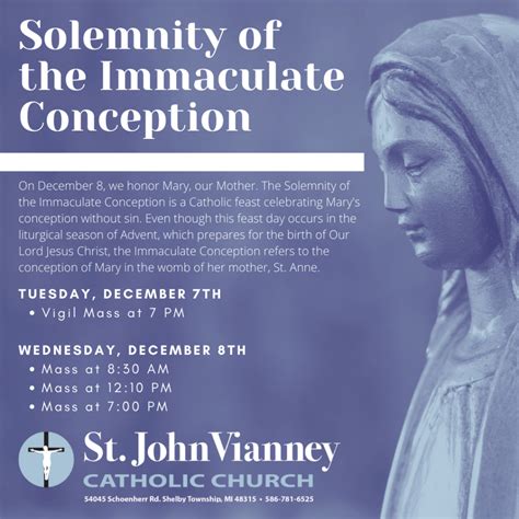 Immaculate Conception Holy Day Of Obligation St John Vianney