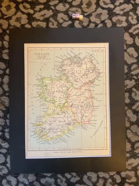 ANTIQUE 1902 HISTORICAL Map , Beautifully Mounted , EIRE IRELAND EUROPE