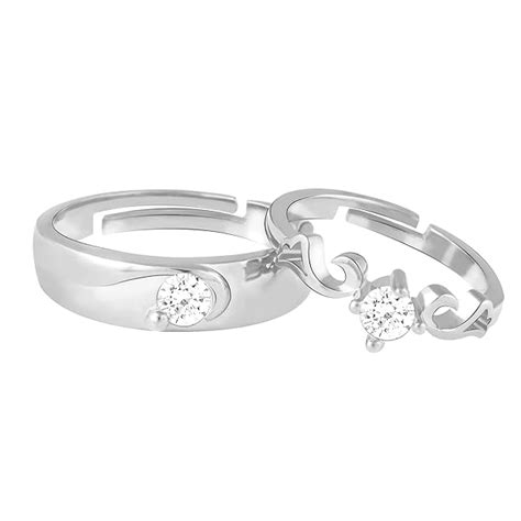 Giva 925 Sterling Silver Glowing In Love Couple Rings Adjustable