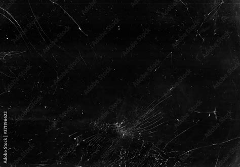 Broken Glass Overlay Aged Texture Black Cracked Tv Screen With White Dust Scratches Effect