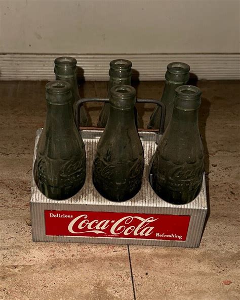 Vintage Coca Cola Aluminum Metal Pack Carrier Caddy S With Blue