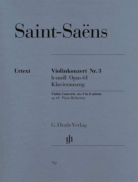 Saint Saens Violin Concerto No In B Minor Op Henle Piano Traders