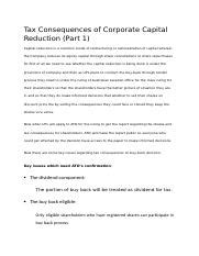 Tax Consequences Of Corporate Capital Reduction Docx Tax Consequences