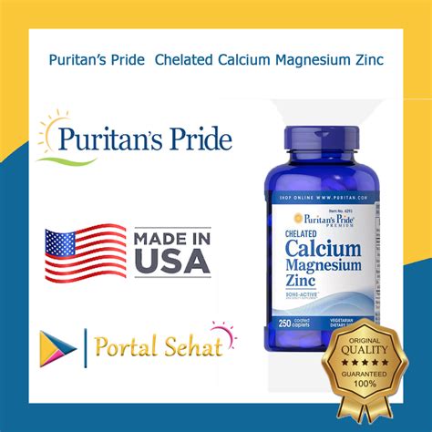 Puritans Pride Chelated Calcium Magnesium Zinc 250 Coated Caplets Lazada Indonesia