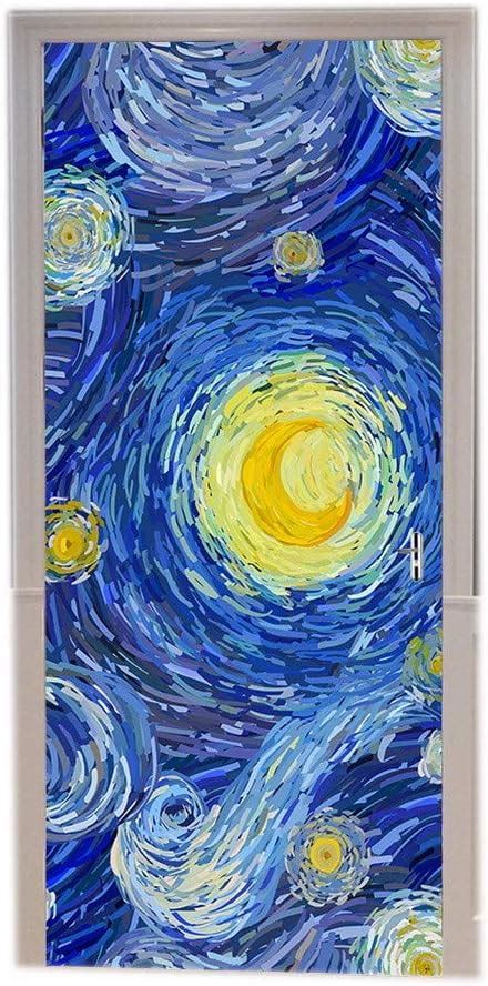 A Monamour 3D Door Stickers For Interior Doors Glowing Moon And Starry