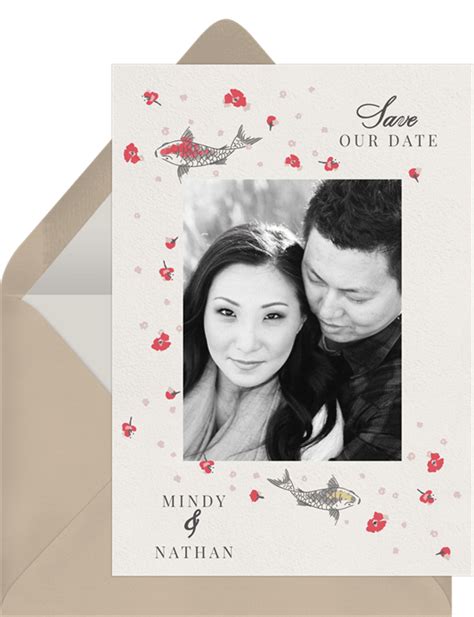 Gentle Koi Save The Dates In Creme Greenvelope