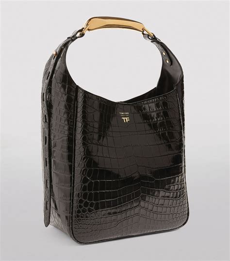 Tom Ford Black Croc Embossed Shoulder Bag Harrods Uk