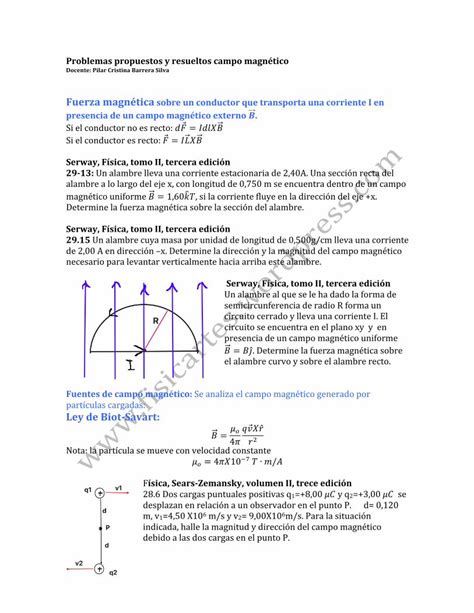 Pdf Problemas Propuestos Y Resueltos Campo Magn Tico Serway F Sica