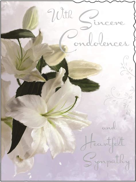 Sympathy Card (JJ5335) Sincere Condolences - Oriental Lily - Silver