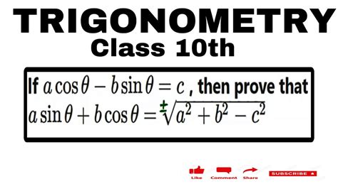 If Acos Theta B Sin Theta C Show That Asin Theta B Cos Theta Sqrt A