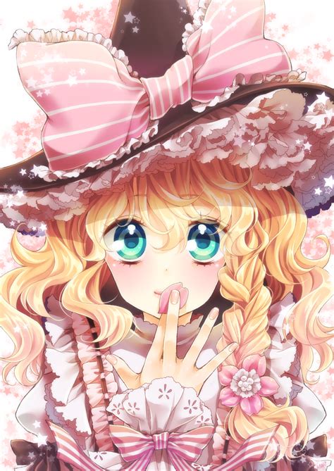 Safebooru Blonde Hair Blue Eyes Bow Bowtie Braid Bust Flower Hat Hat