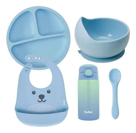 Kit Introdu O Alimentar Buba Prato Silicone Garrafa T Rmica