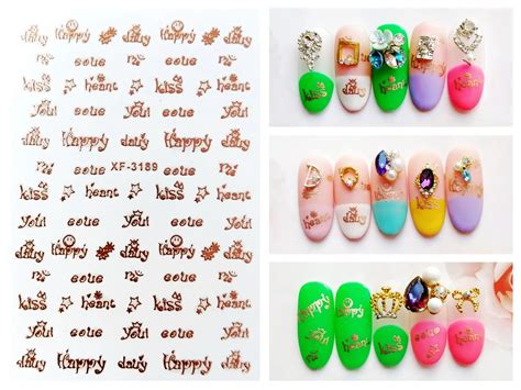 Стикеры 3D на ногти Nail Art, украшение, маникюр, розовое золото, цвет ...