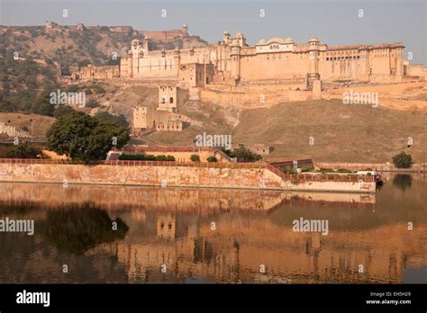 Amer Palace Or Amber Fort And Maota Lake Jaipur Rajasthan India