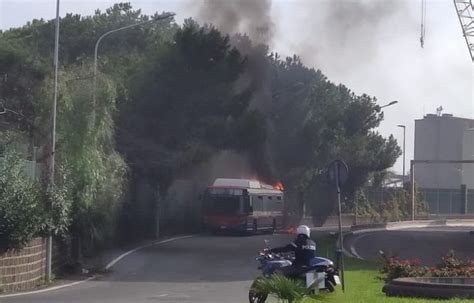 Catania Autobus In Fiamme Durante La Corsa Incolumi L Autista E I