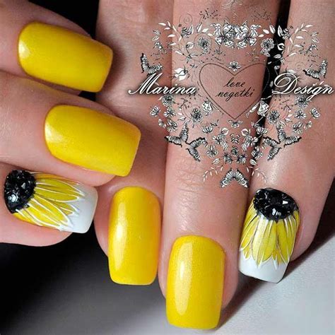 Creative Ways Update You Mani With Yellow Flowers Nail Art Yellow