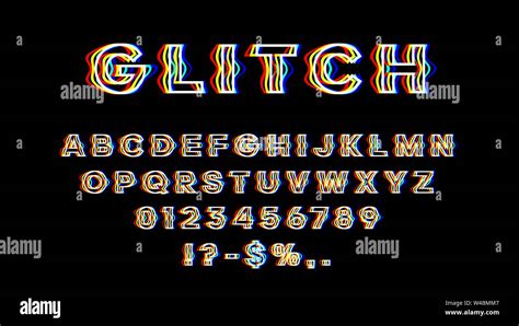 Glitch Font With Distortion 3d Effect English Letters Numbers And