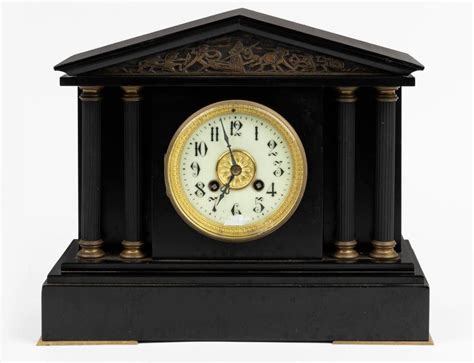 French Ebonized Mantel Clock With Palladium Case Th Century Clocks