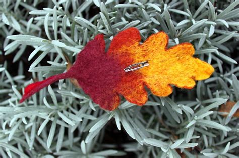 Felt Brown Brooch Autumn Leaf Oak Handmade Textile Jewellery Etsy