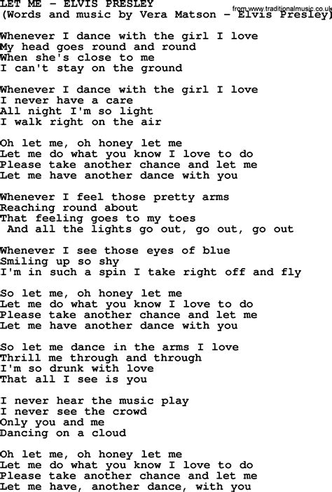 Let Me by Elvis Presley - lyrics