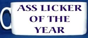 MUG ASS LICKER OF THE YEAR FUNNY QUAILTY ROUND PHOTO MUG Amazon Co Uk Kitchen Home